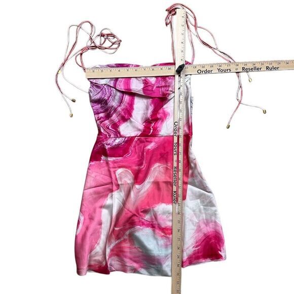 NWT Retrofete Ariella Silk Mini Dress XS Pink‎ Marble Party Cocktail - Picture 6 of 10